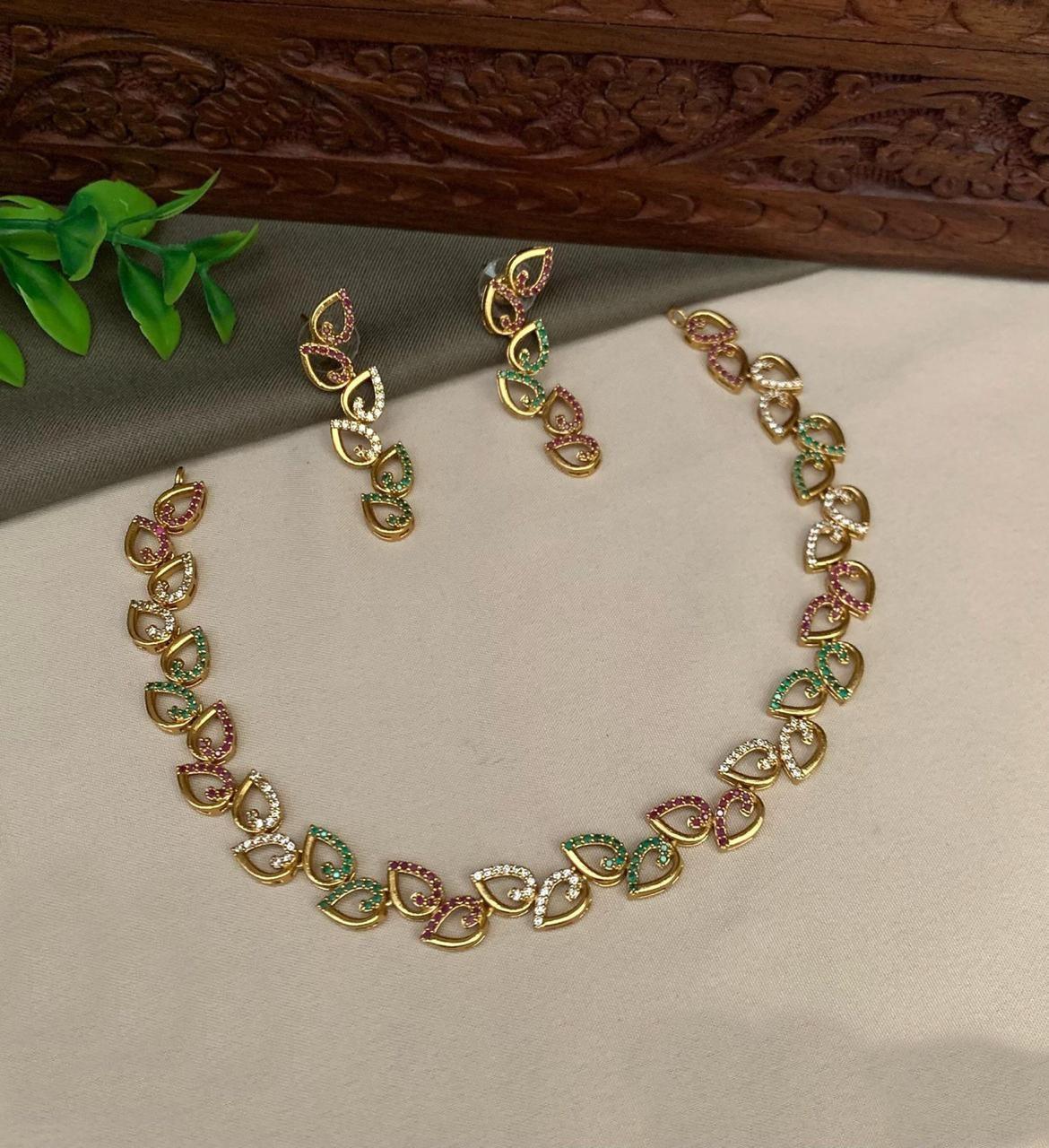 Premium Party Wear Sayara Collection CZ Necklace Set 23104N - Griiham