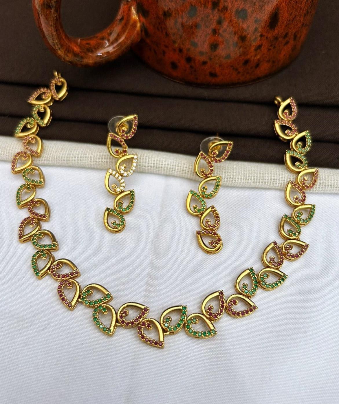 Premium Party Wear Sayara Collection CZ Necklace Set 23104N - Griiham