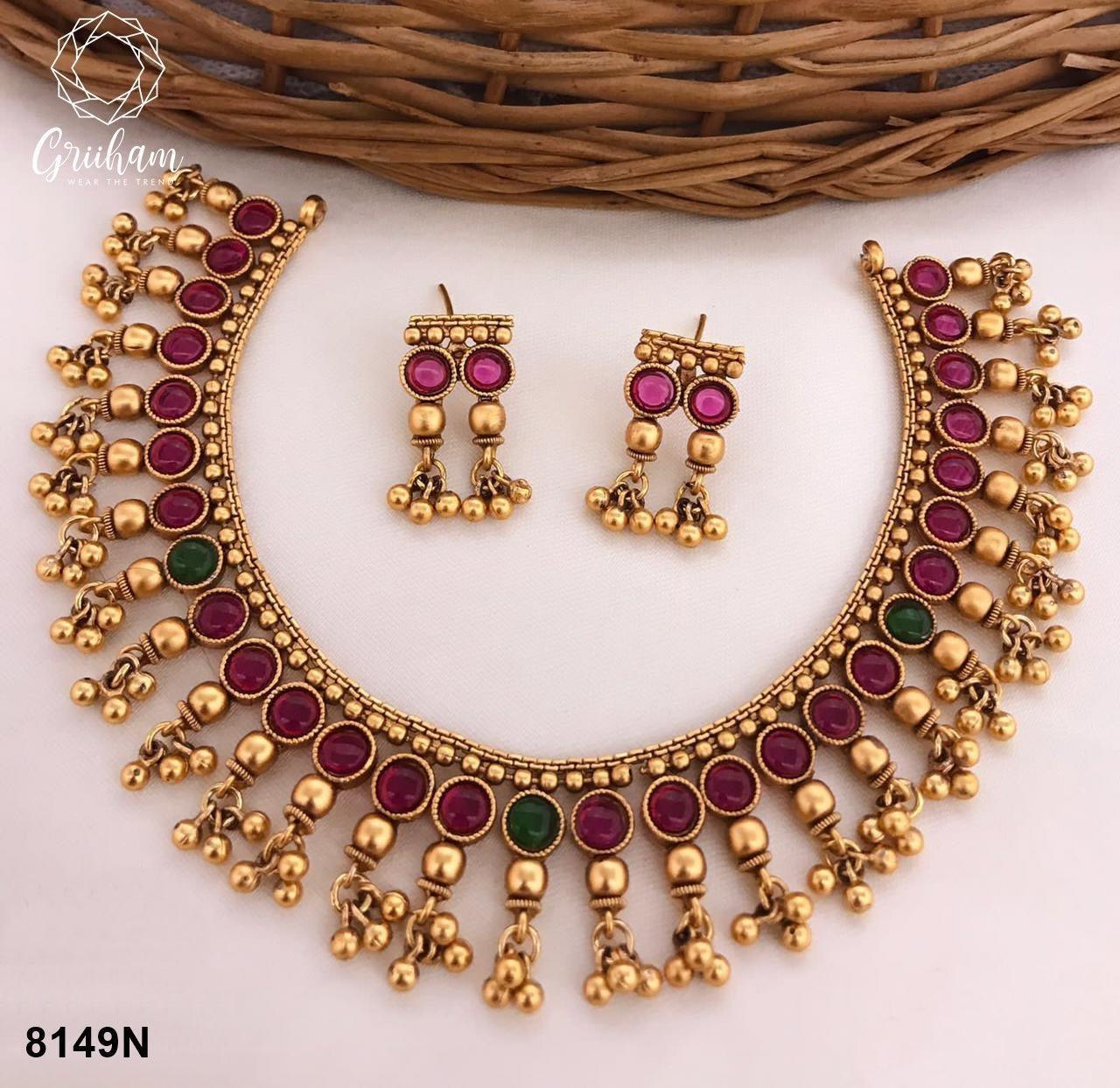 Premium Polish Ball pattern Best seller Short necklace Set 8148N-Necklace Set-Griiham-Multi-Griiham