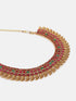 Premium Polish Brass Based three line Necklace set with Kemp Stones 4727N