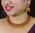 Premium Polish Brass Based three line Necklace set with Kemp Stones 4727N
