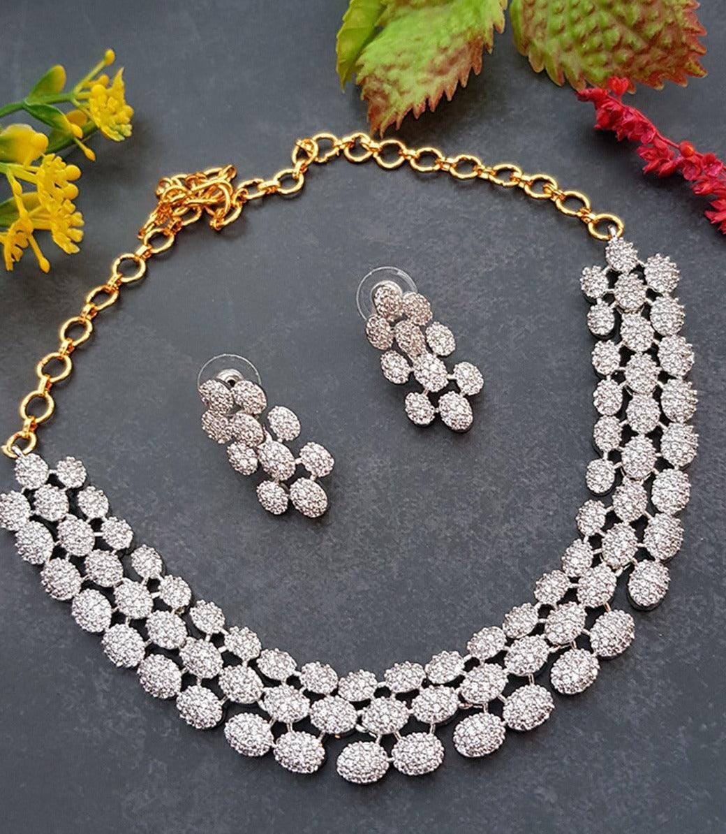 Premium Quality CZ Zercon Rose Gold finish and black gild finish Necklace set