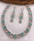 Premium Quality CZ Zercon white Gold finish with Pastel green Necklace Set 7465N