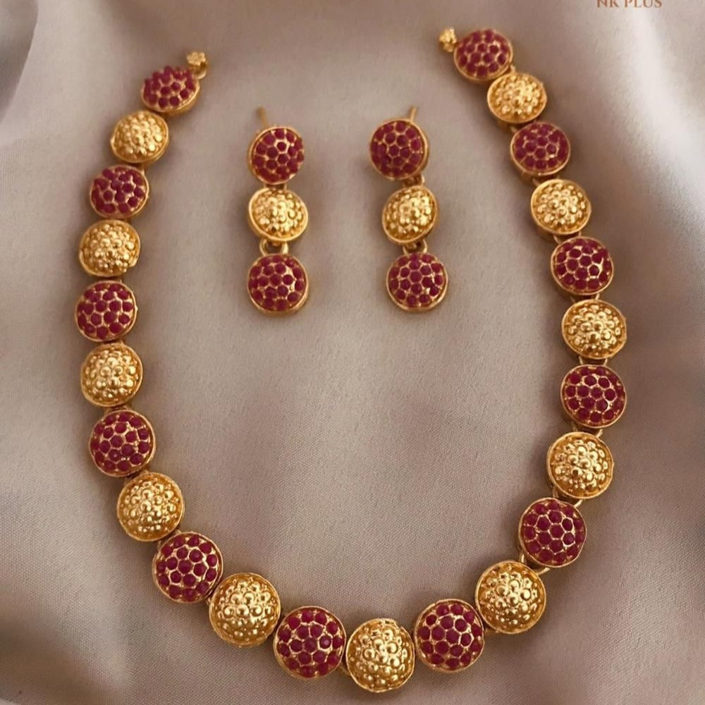 Premium Quality Gold finish Multicolor stone Necklace set 9620N