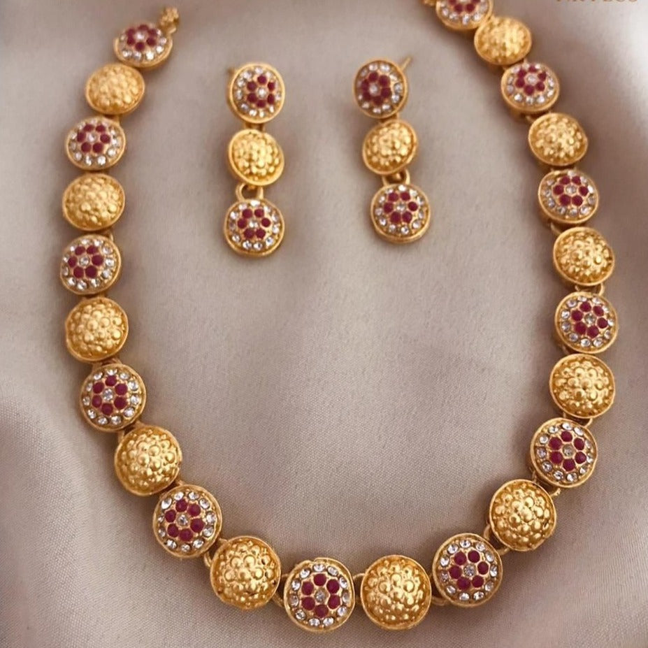 Premium Quality Gold finish Multicolor stone Necklace set 9620N