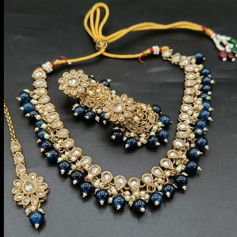 Premium Quality Gold finish Multicolor stone with kundan Necklace set