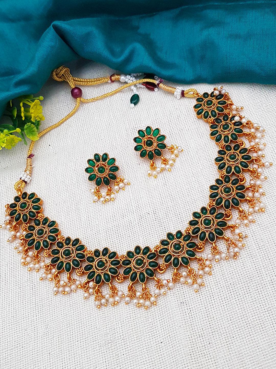 Premium Quality Latest design Gold Plated Krishna Necklace Set 7279N - Griiham
