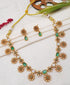 Premium Quality Short necklace set with Green and cz Stones floral motif 5803n - Griiham