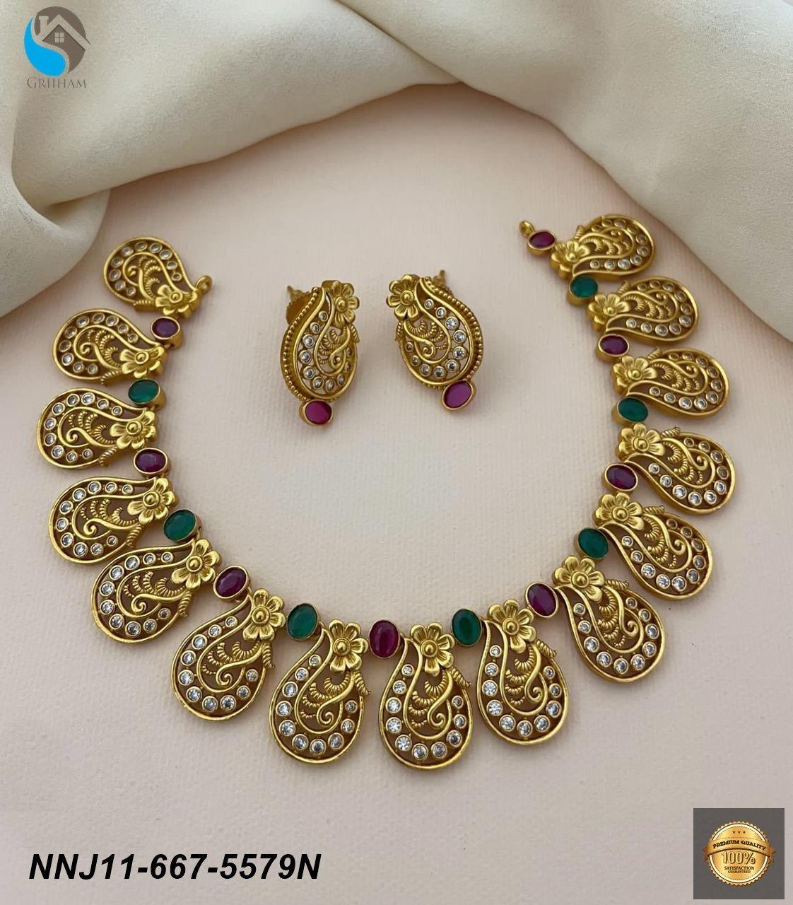 Premium Quality Short necklace set with Red Stone
