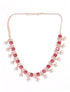 Premium Rose Gold Plated with sparkling Red White CZ stones designer Necklace Set 8934N - Griiham