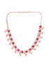 Premium Rose Gold Plated with sparkling Red White CZ stones designer Necklace Set 8934N - Griiham