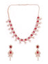Premium Rose Gold Plated with sparkling Red White CZ stones designer Necklace Set 8934N - Griiham