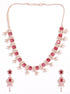 Premium Rose Gold Plated with sparkling Red White CZ stones designer Necklace Set 8934N - Griiham
