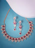 Premium Rose Gold Plated with sparkling Red and White CZ stones designer Necklace Set 8931N - Griiham