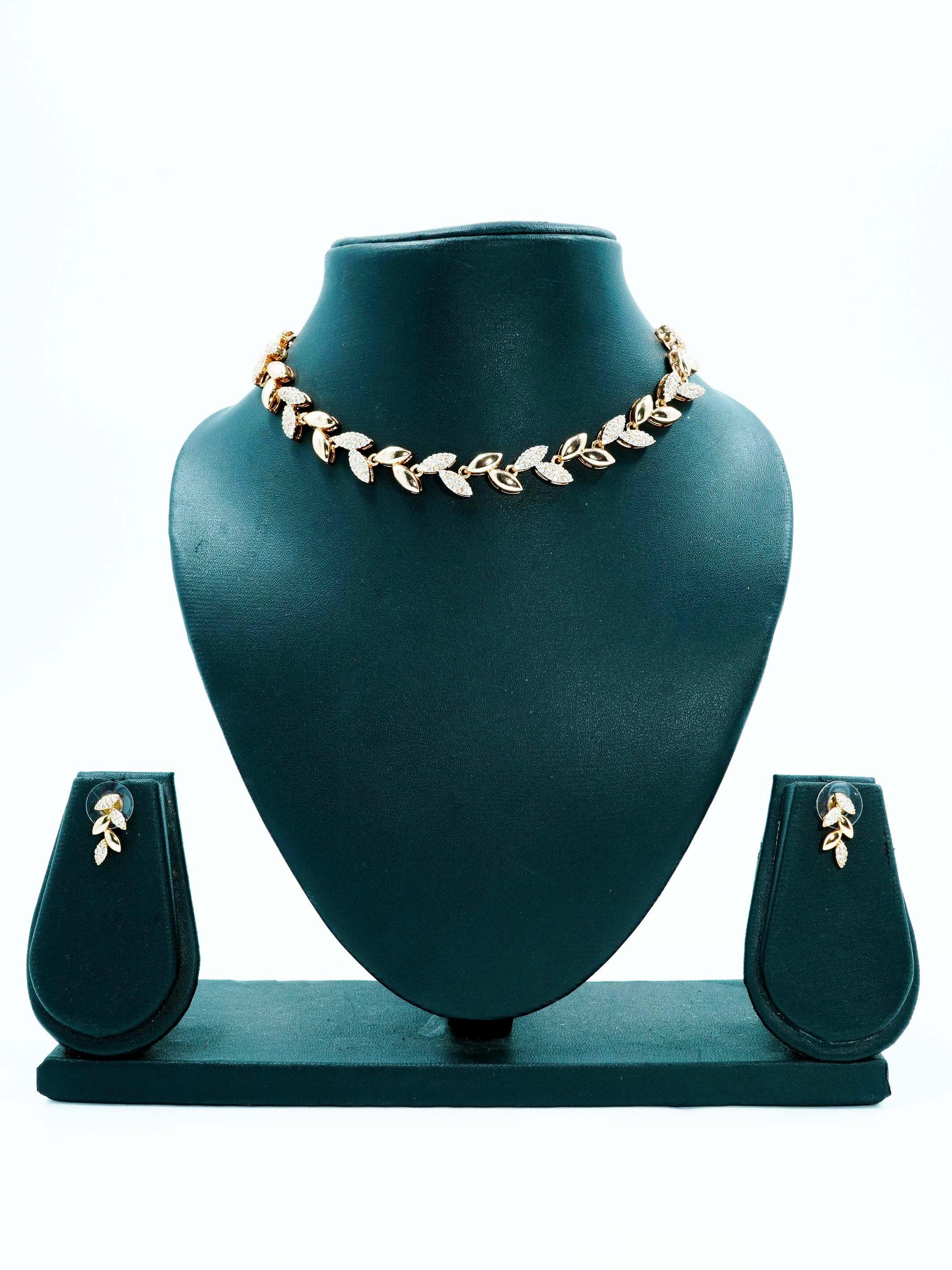 Premium Rose Gold Plated with sparkling white CZ stones designer Necklace Set 8946N - Griiham