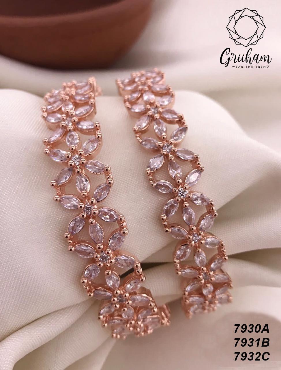 Premium Rose Gold plating Laxmi multicolor set of 2 bangles 7930N-Designer Bangles-Griiham-2.4-Griiham