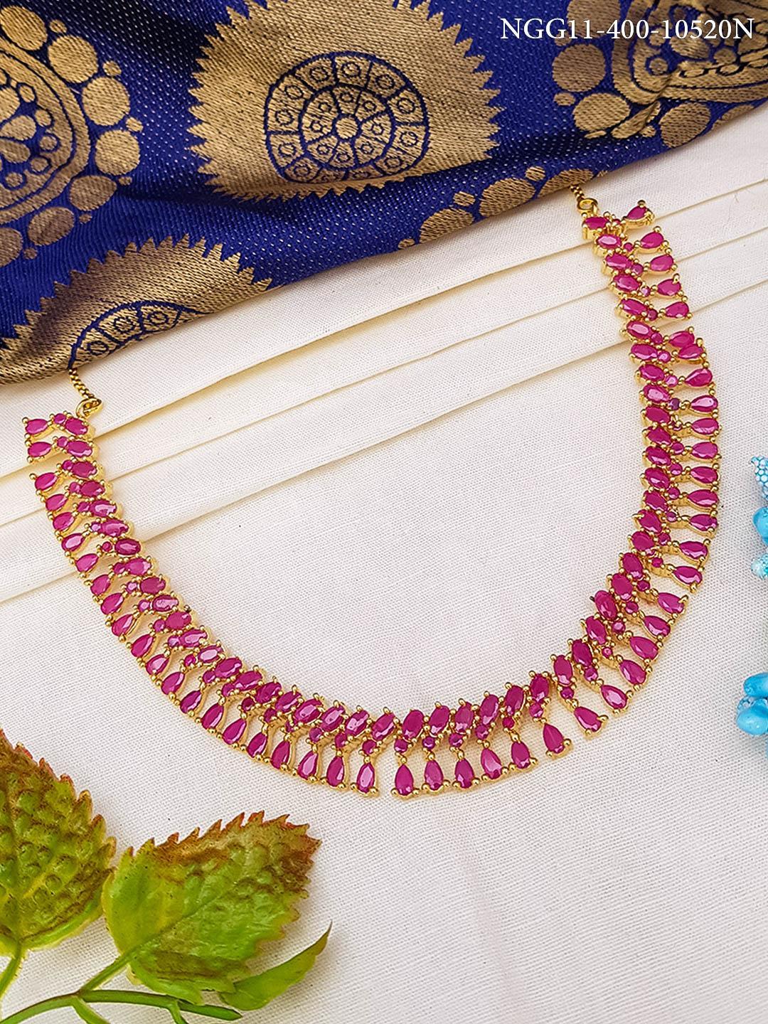 Premium Sayara Collection CZ Stone Short Necklace 10520N - Griiham
