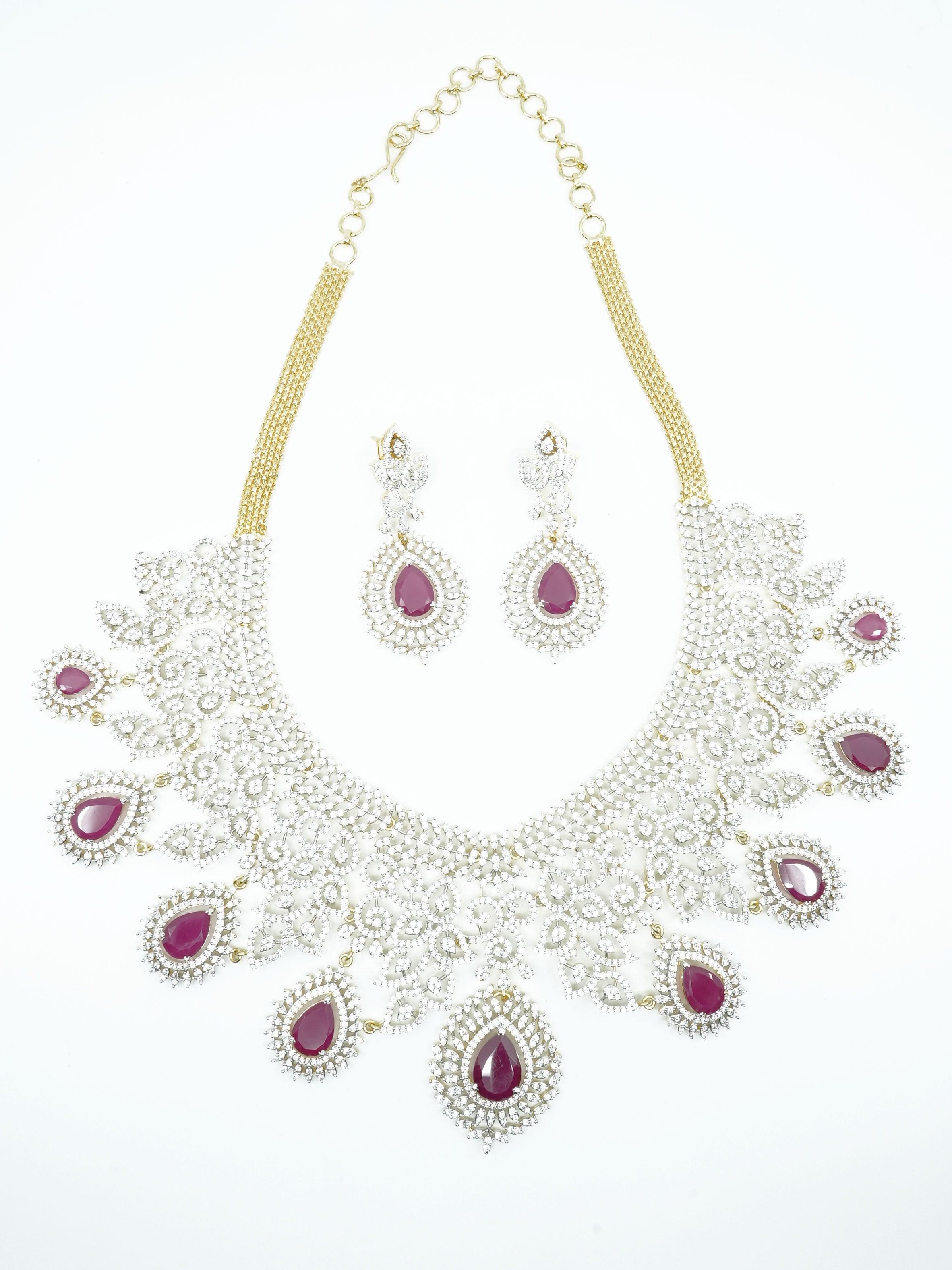 Premium Sayara Collection CZ Studded Bridal Necklace Set 11355N - Griiham