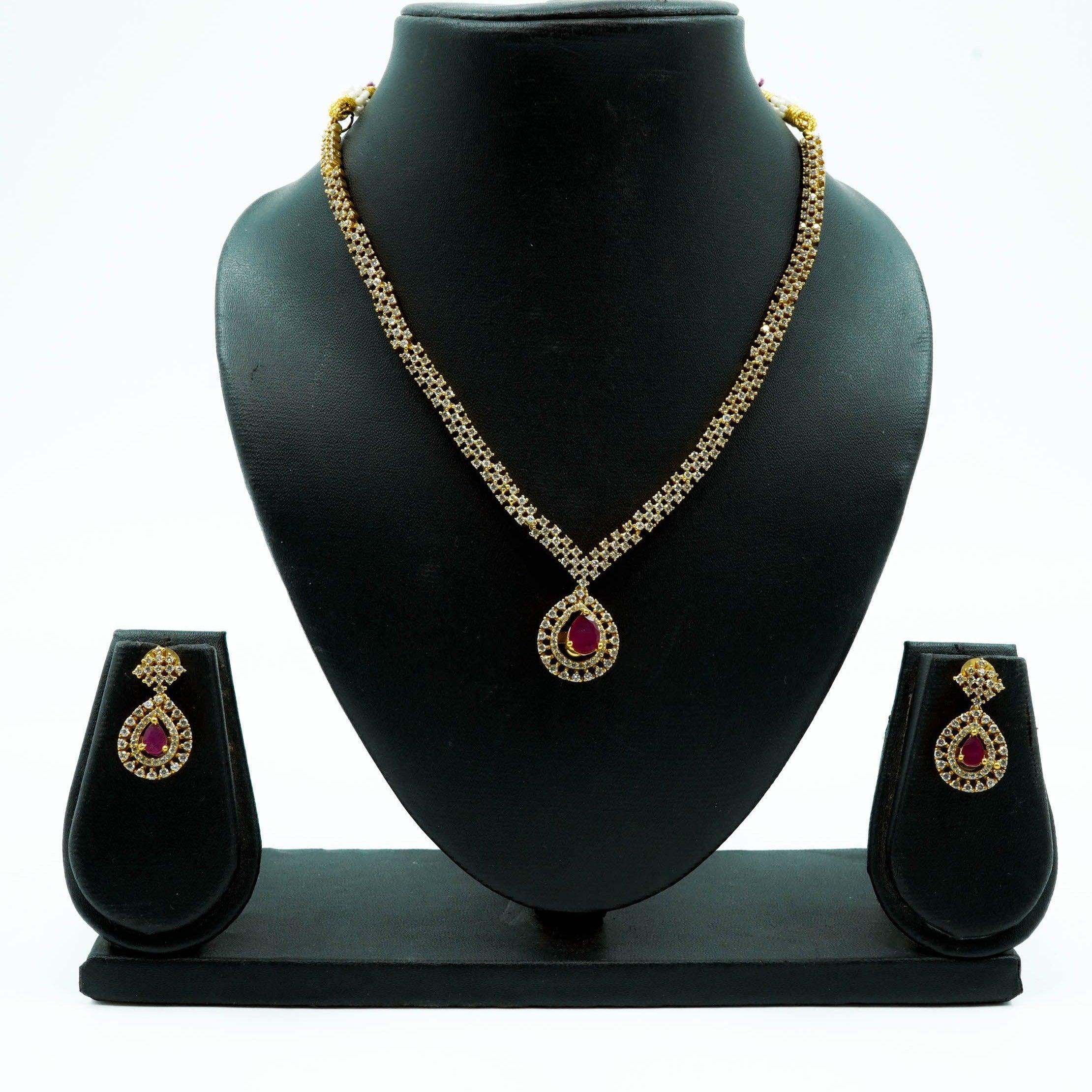 Premium Sayara Collection Designer CZ Stone Necklace Set 10418N - Griiham