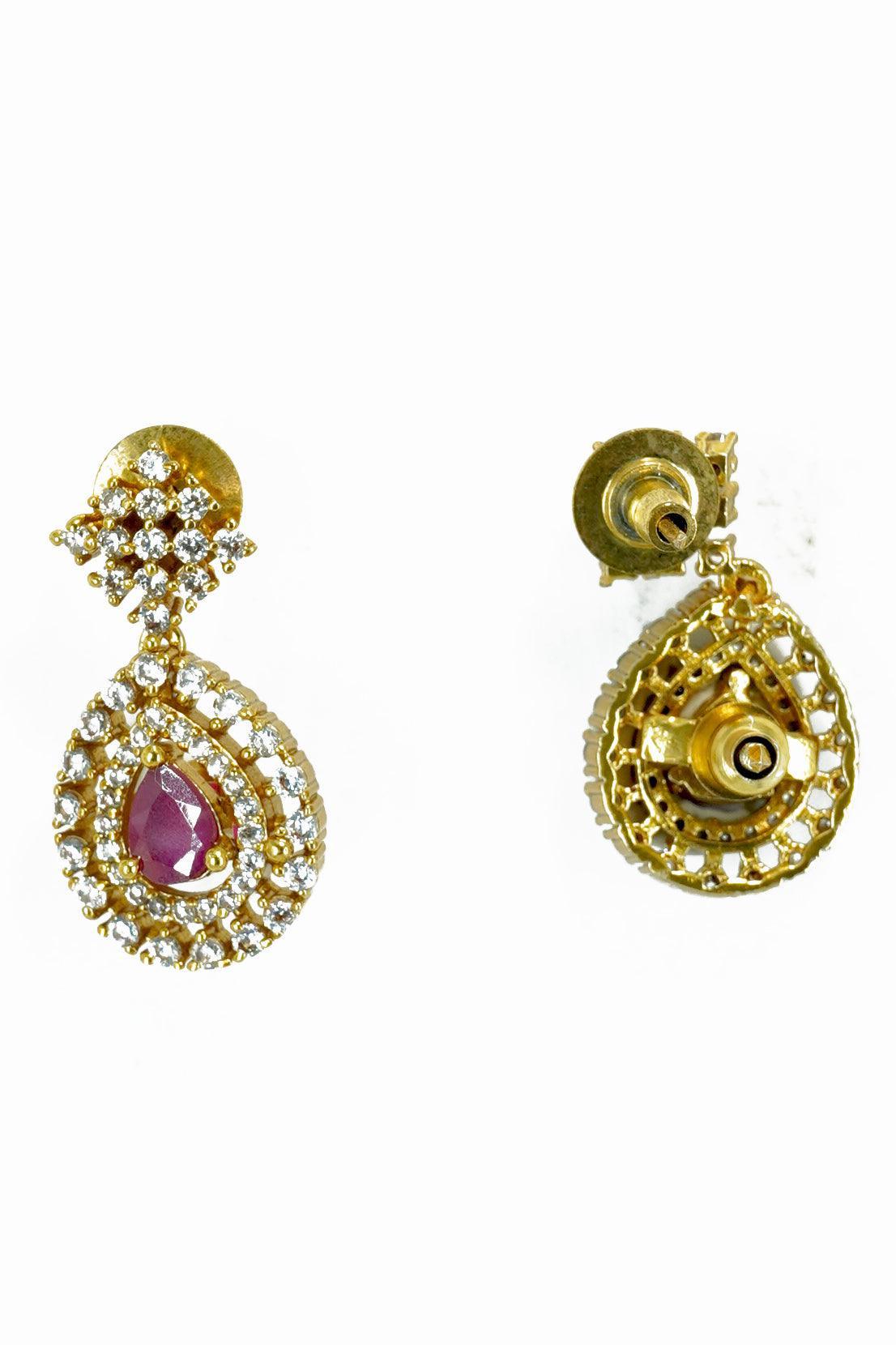Premium Sayara Collection Designer CZ Stone Necklace Set 10418N - Griiham