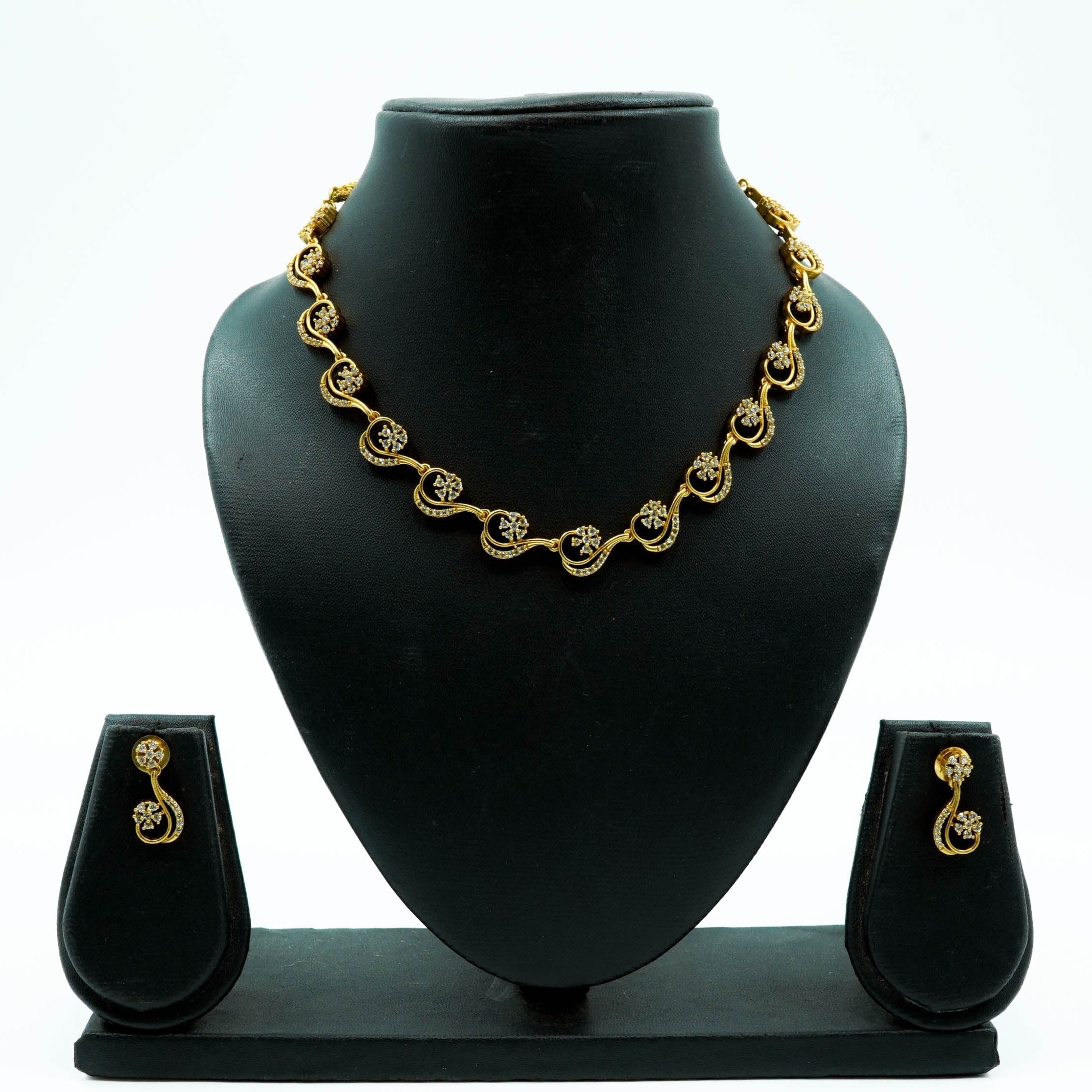 Premium Sayara Collection Diamond Like Necklace set with Multi Colour Stones 10371N-1