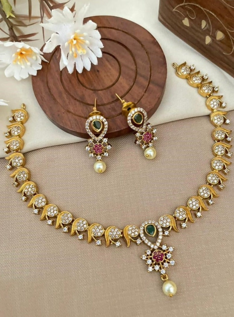 Premium Sayara Collection Elegant CZ Necklace Set 14132N