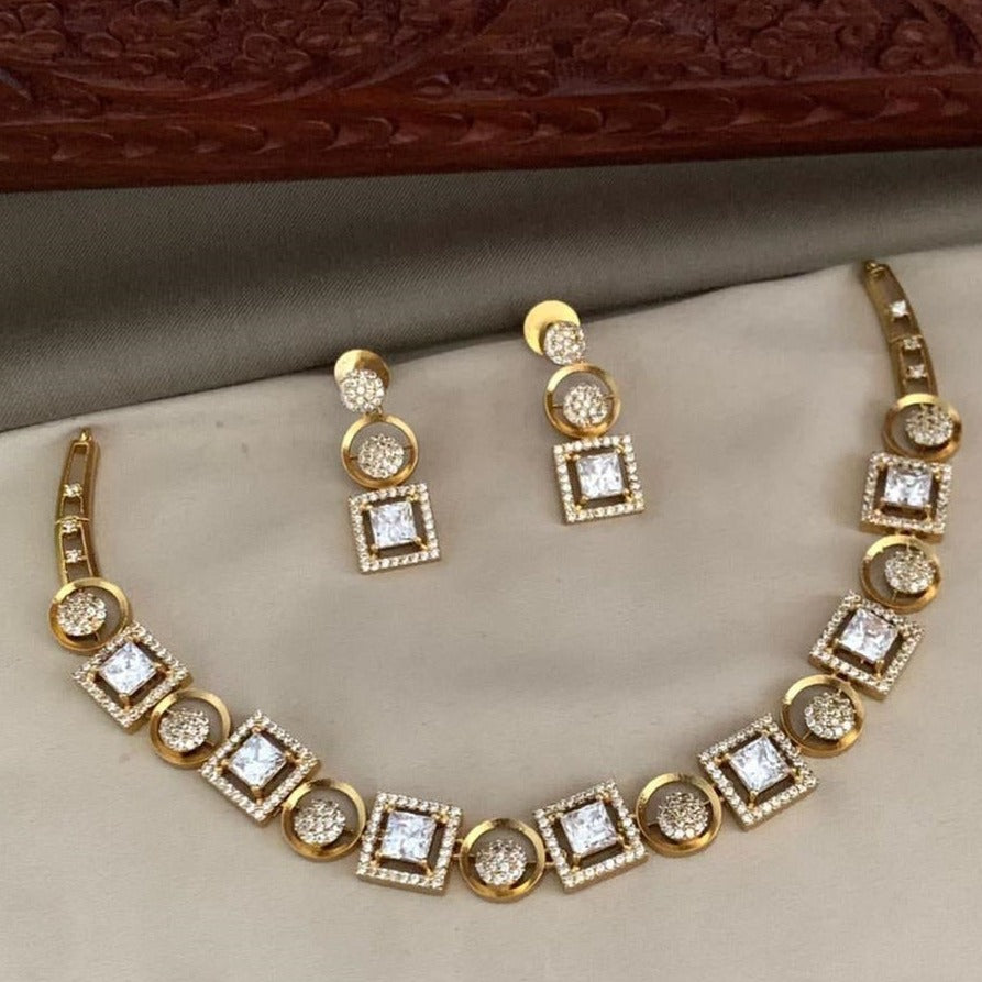 Premium Sayara Collection Elegant  CZ Necklace Set 22137N