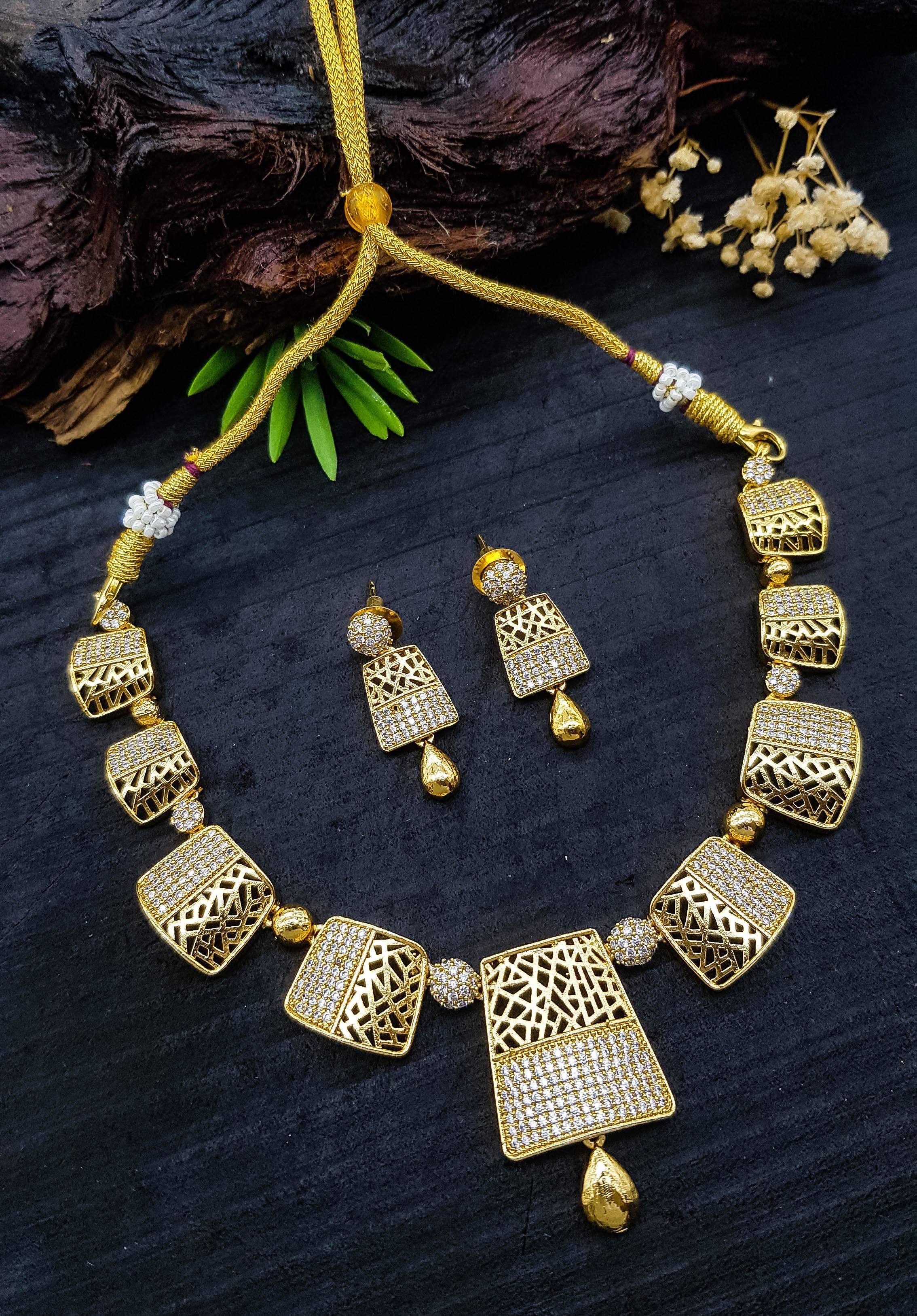 Premium Sayara Collection Elegant CZ Necklace Set 22156N - Griiham