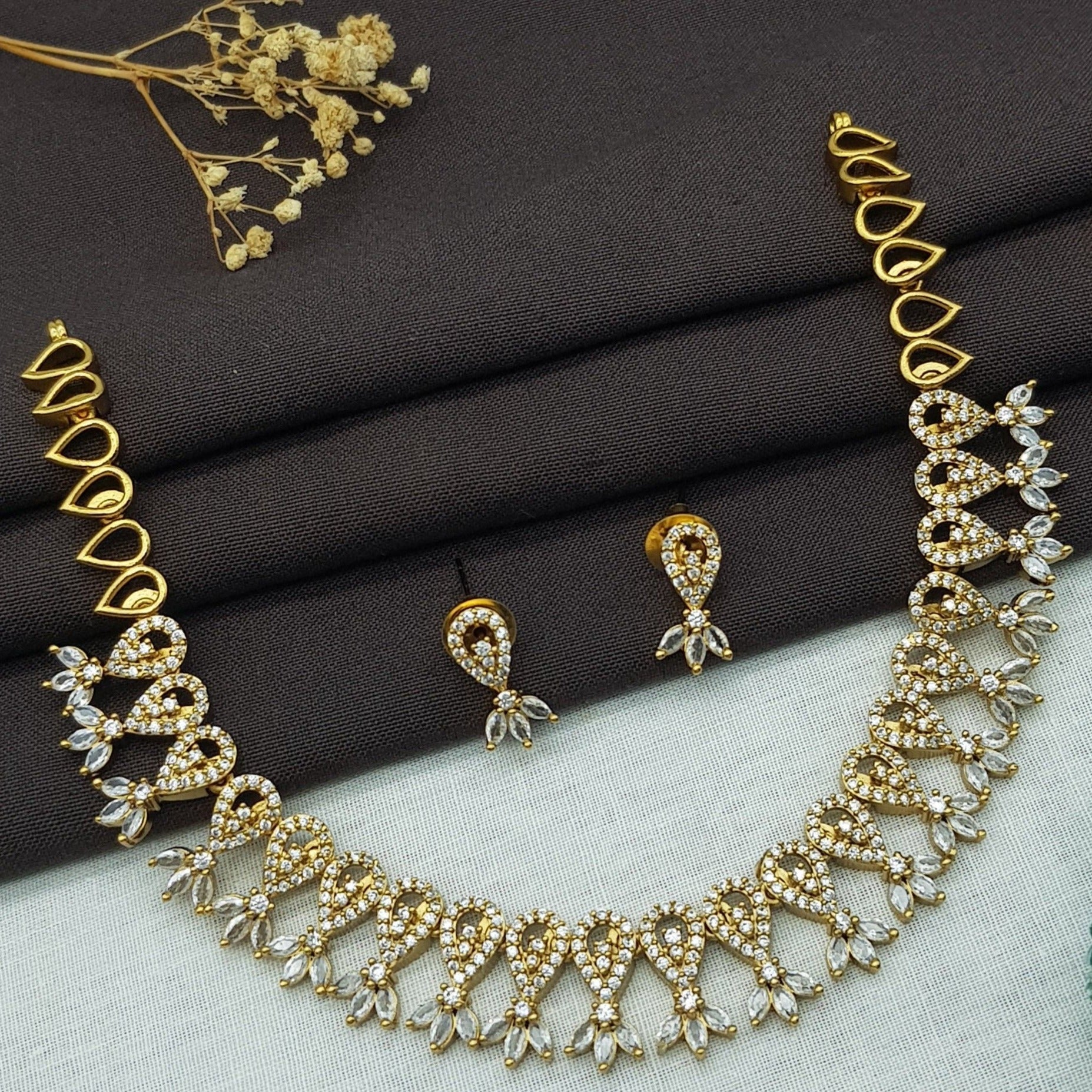 Premium Sayara Collection Elegant CZ Necklace Set 22165N