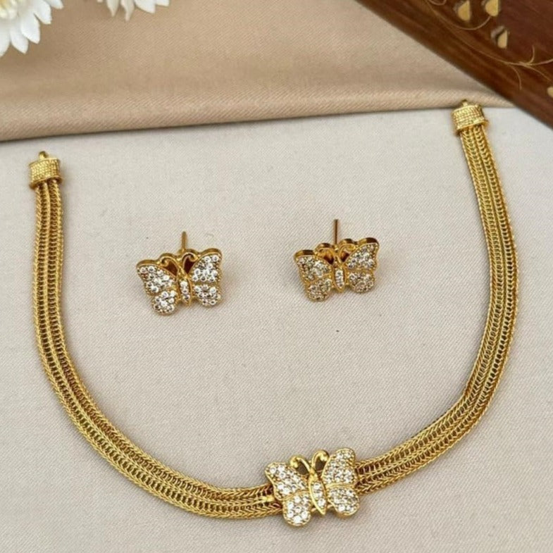 Premium Sayara Collection Elegant CZ Necklace Set Butterfly motif 22157N