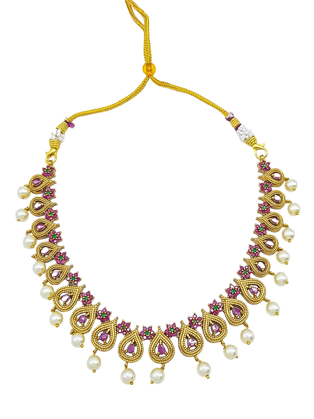 Premium Sayara Collection Elegant CZ Ruby Necklace Set 22168N