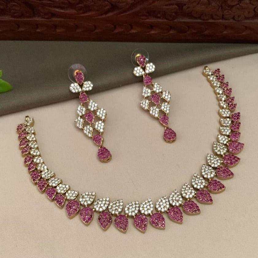 Premium Sayara Collection Elegant Emerald & CZ Necklace Set - Griiham