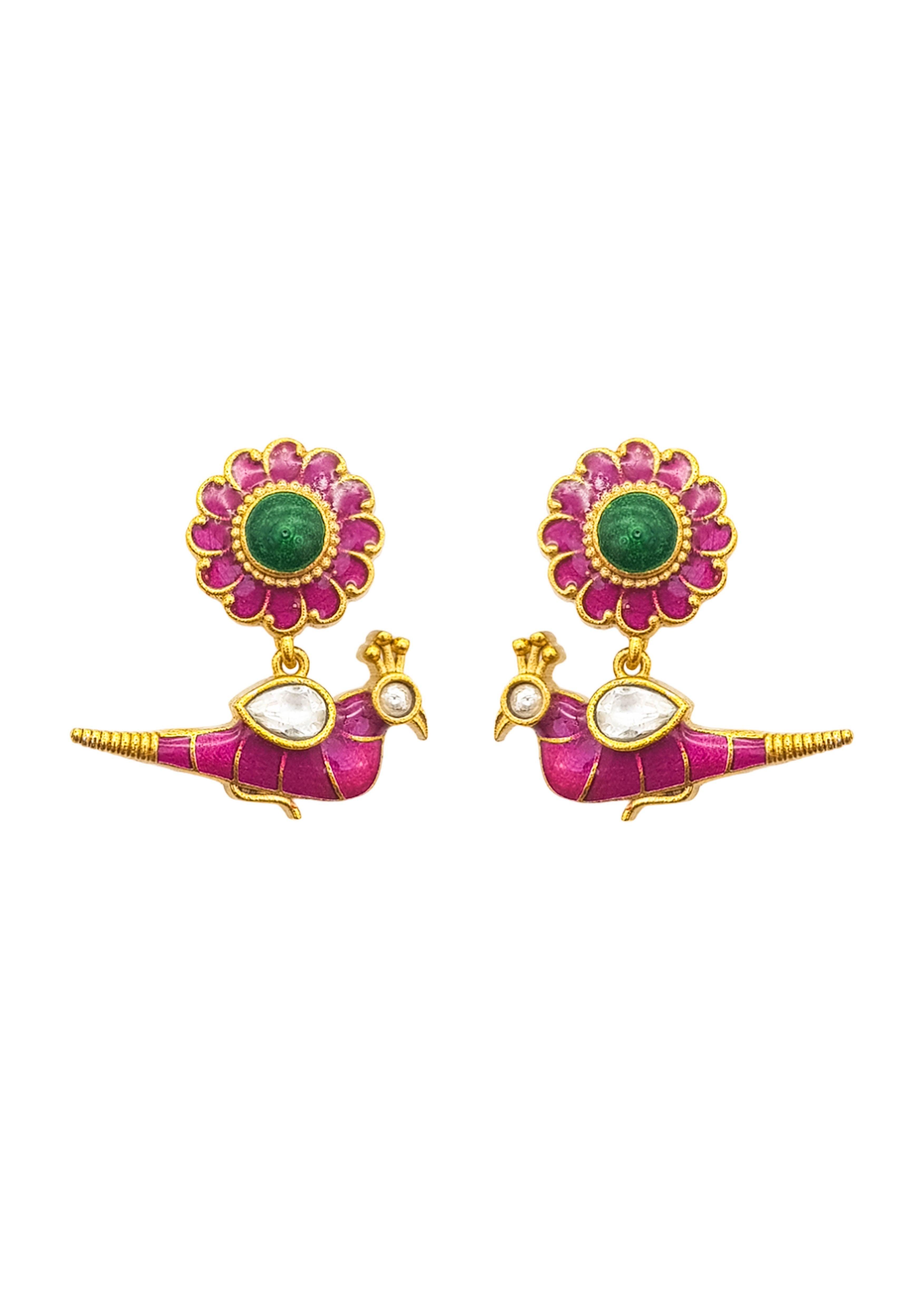 Premium Sayara Collection Elegant Peacock Kemp Necklace Set - Griiham