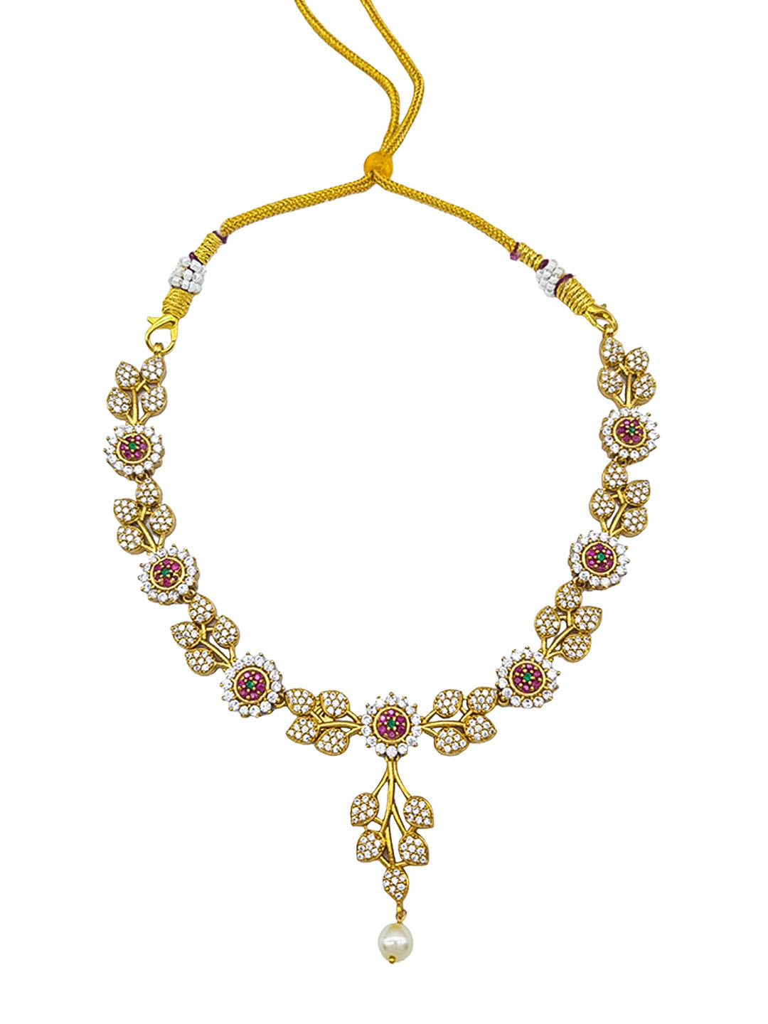 Premium Sayara Collection Elegant Ruby & CZ Necklace Set 22143N