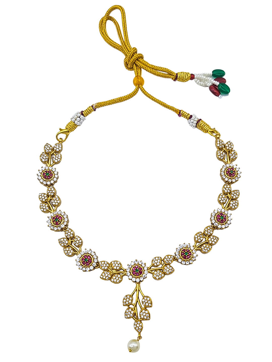 Premium Sayara Collection Elegant Ruby & CZ Necklace Set 22143N