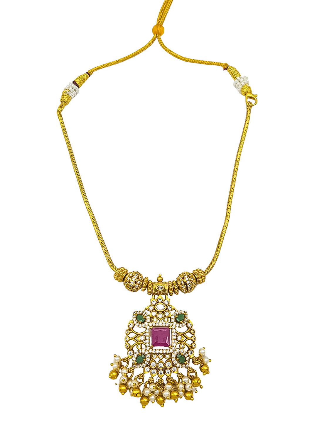 Premium Sayara Collection Elegant Ruby & CZ Necklace Set 22186N
