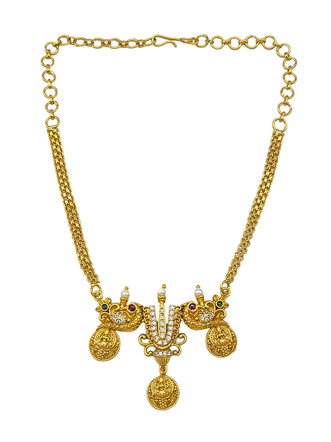 Premium Sayara Collection Elegant Ruby & CZ Ram lalla Necklace Set 22164N