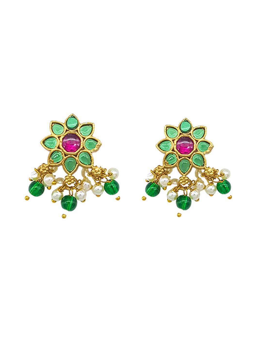 Premium Sayara Collection Elegant Ruby and emerald CZ Necklace Set - Griiham