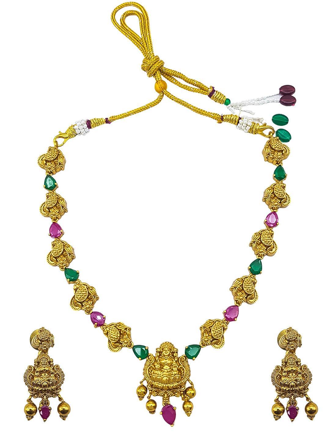 Premium Sayara Collection Elegant Ruby & emerald Necklace Set with laxmi - Griiham
