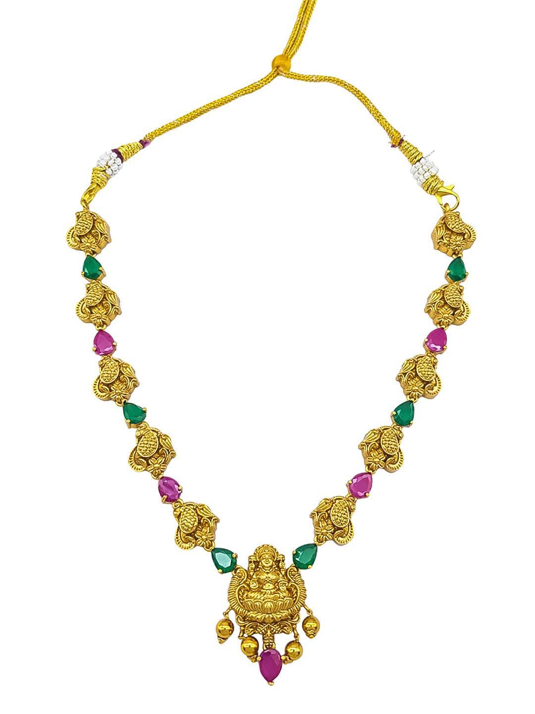 Premium Sayara Collection Elegant Ruby & emerald Necklace Set with laxmi - Griiham