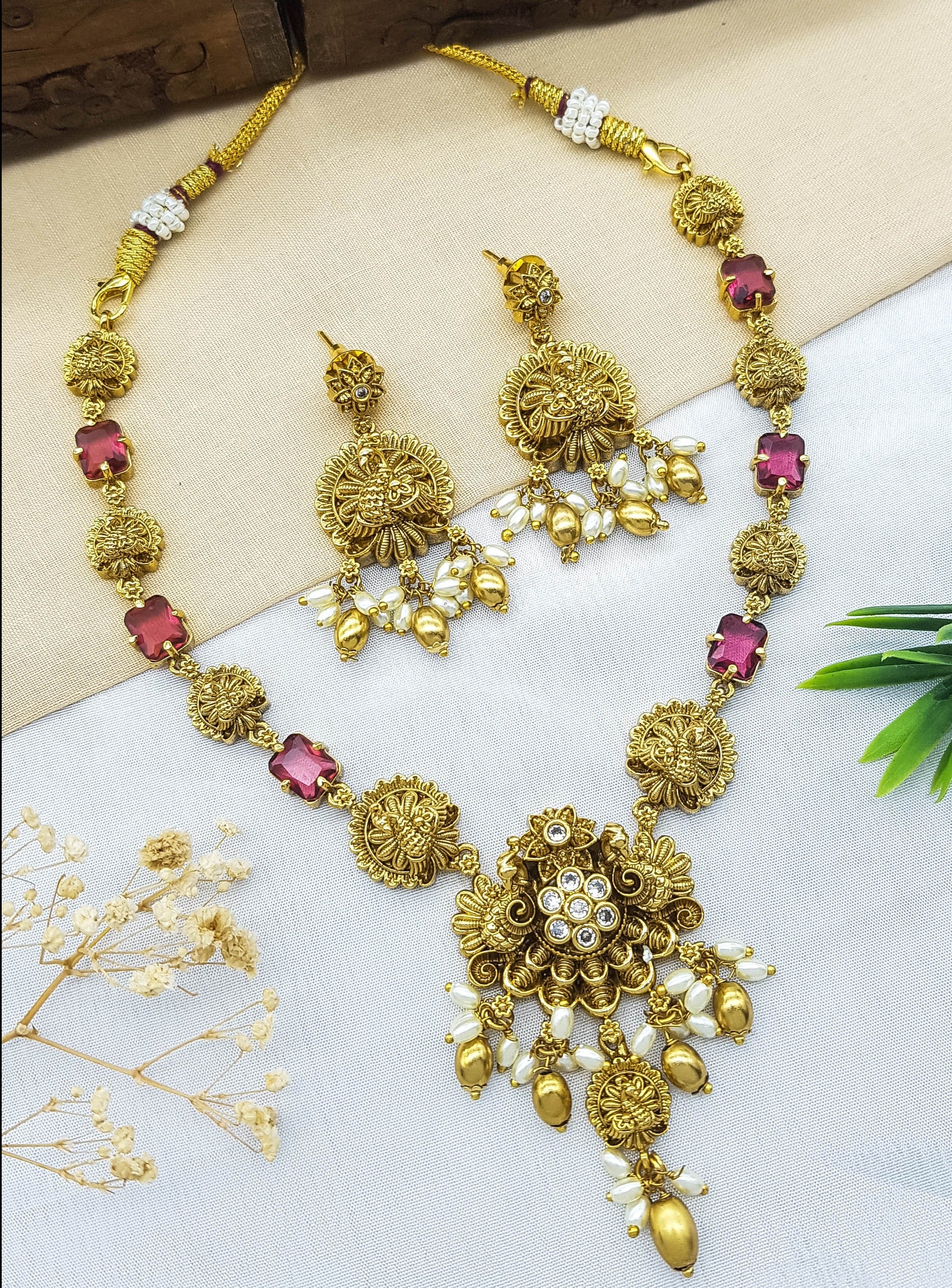 Premium Sayara Collection Exclusive Necklace Set with Rice pearls 22206N