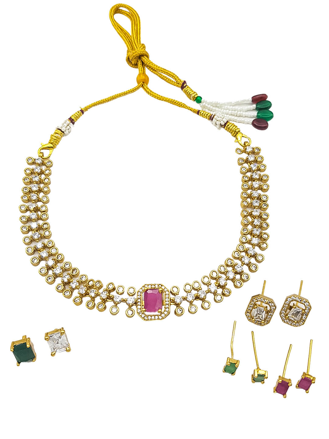 Premium Sayara Collection Interchangeable Stone Choker Necklace Set 22281N