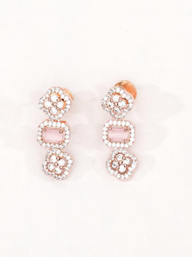 Premium Sayara Collection Rose Gold Plated Necklace set with Top quality Pink white CZ Stone 8813N - Griiham