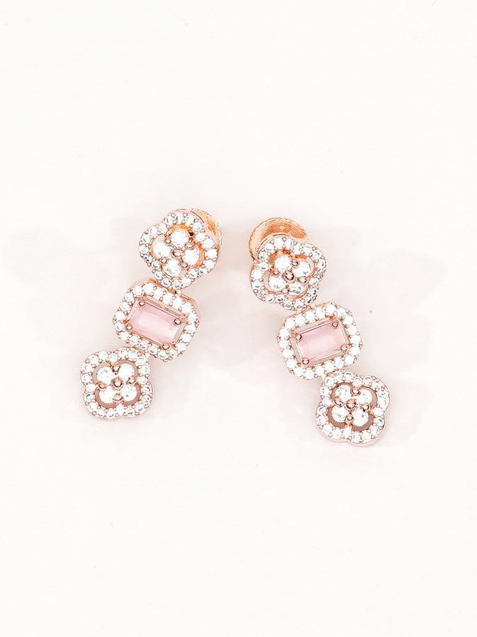 Premium Sayara Collection Rose Gold Plated Necklace set with Top quality Pink white CZ Stone 8813N - Griiham