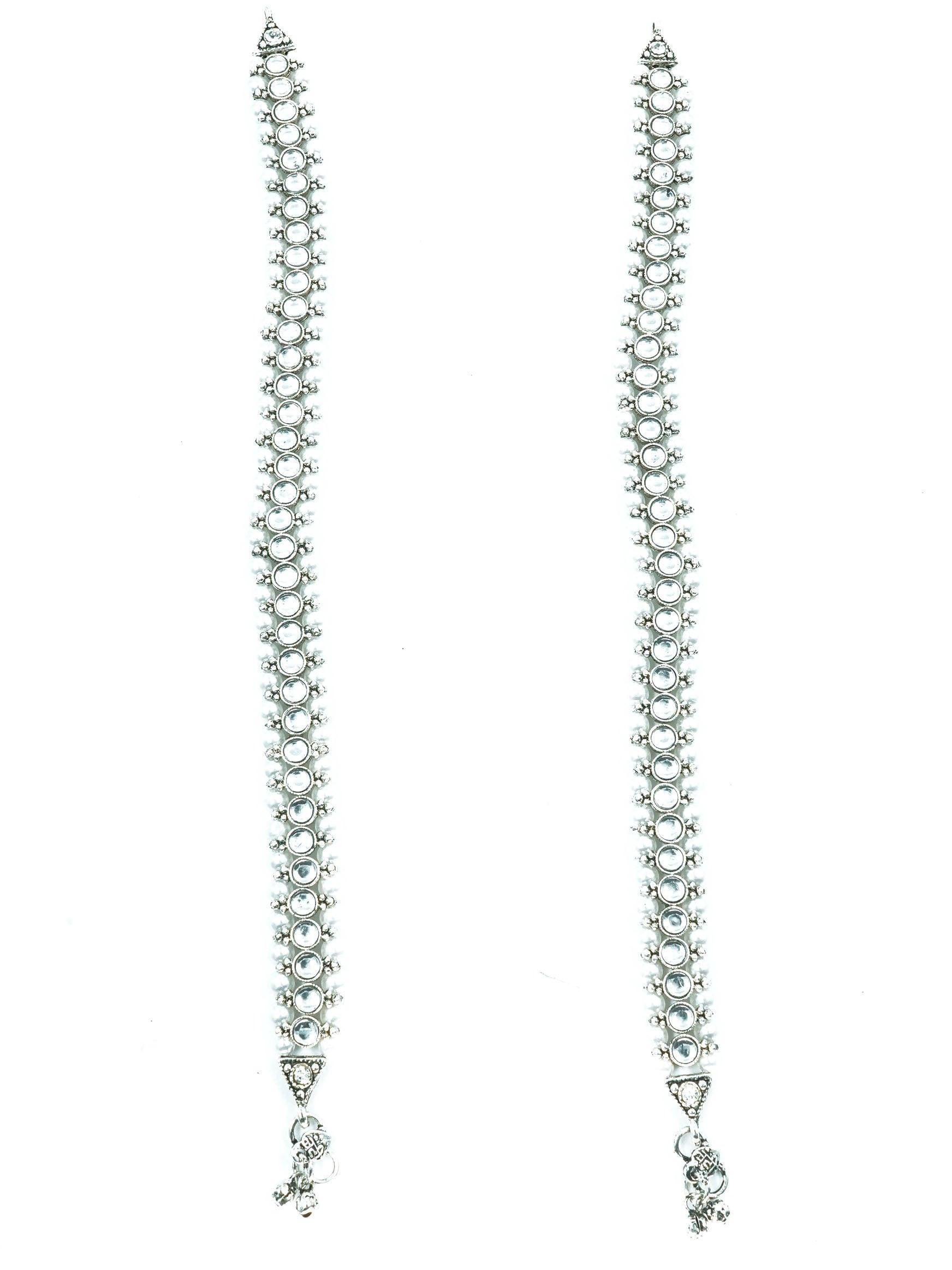 Premium White Gold Finish Delicate Designer Anklet /Payal 13373N