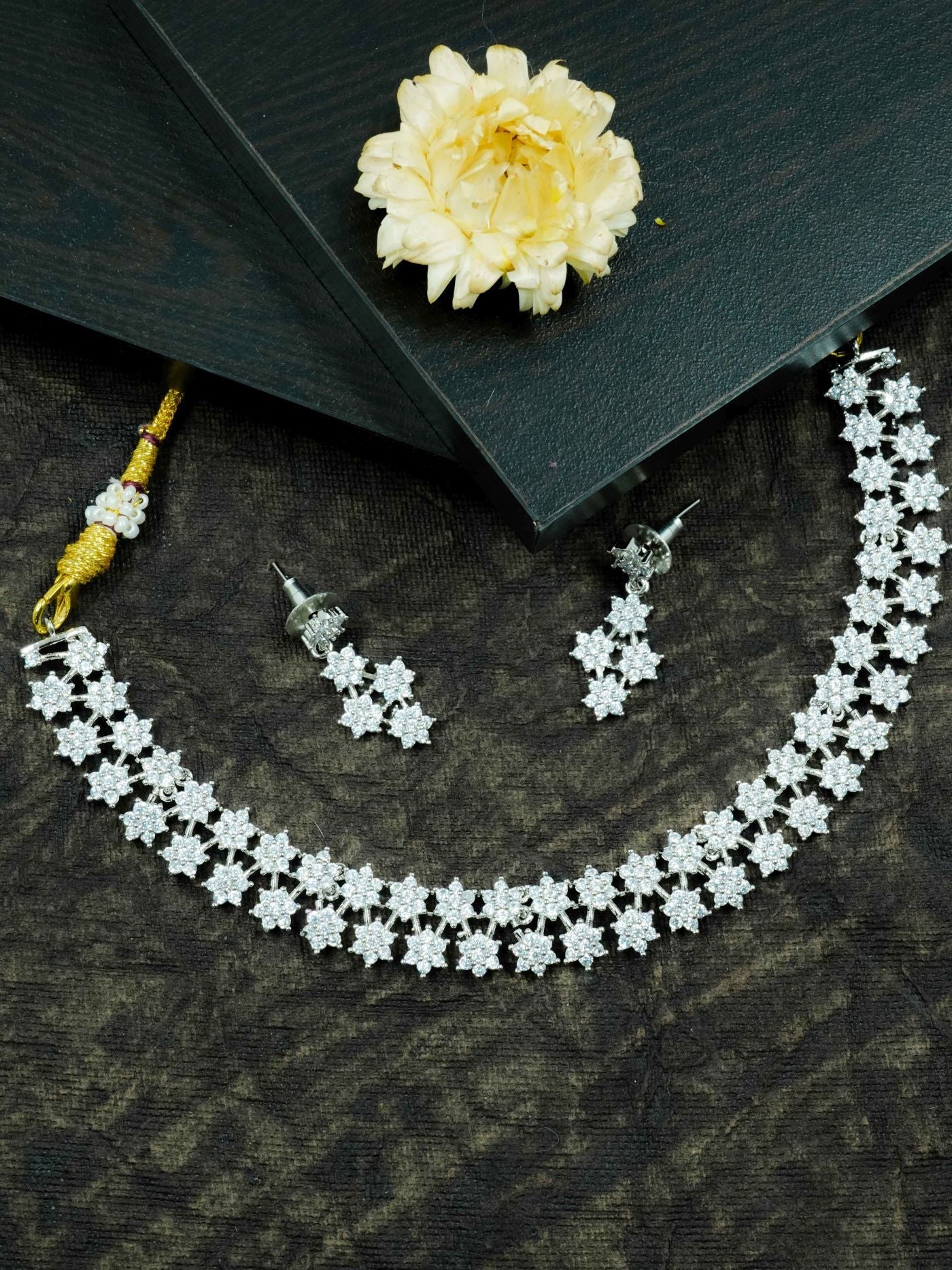 Premium White Gold Finish Sayara Collection Bestseller Star Necklace with CZ Stones 12799N