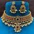 Premium collection Real kempu and emerald choker necklace set 12787N