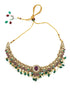 Premium gold finish Classic Short Necklace Set with Multi color AD Stones 16858N