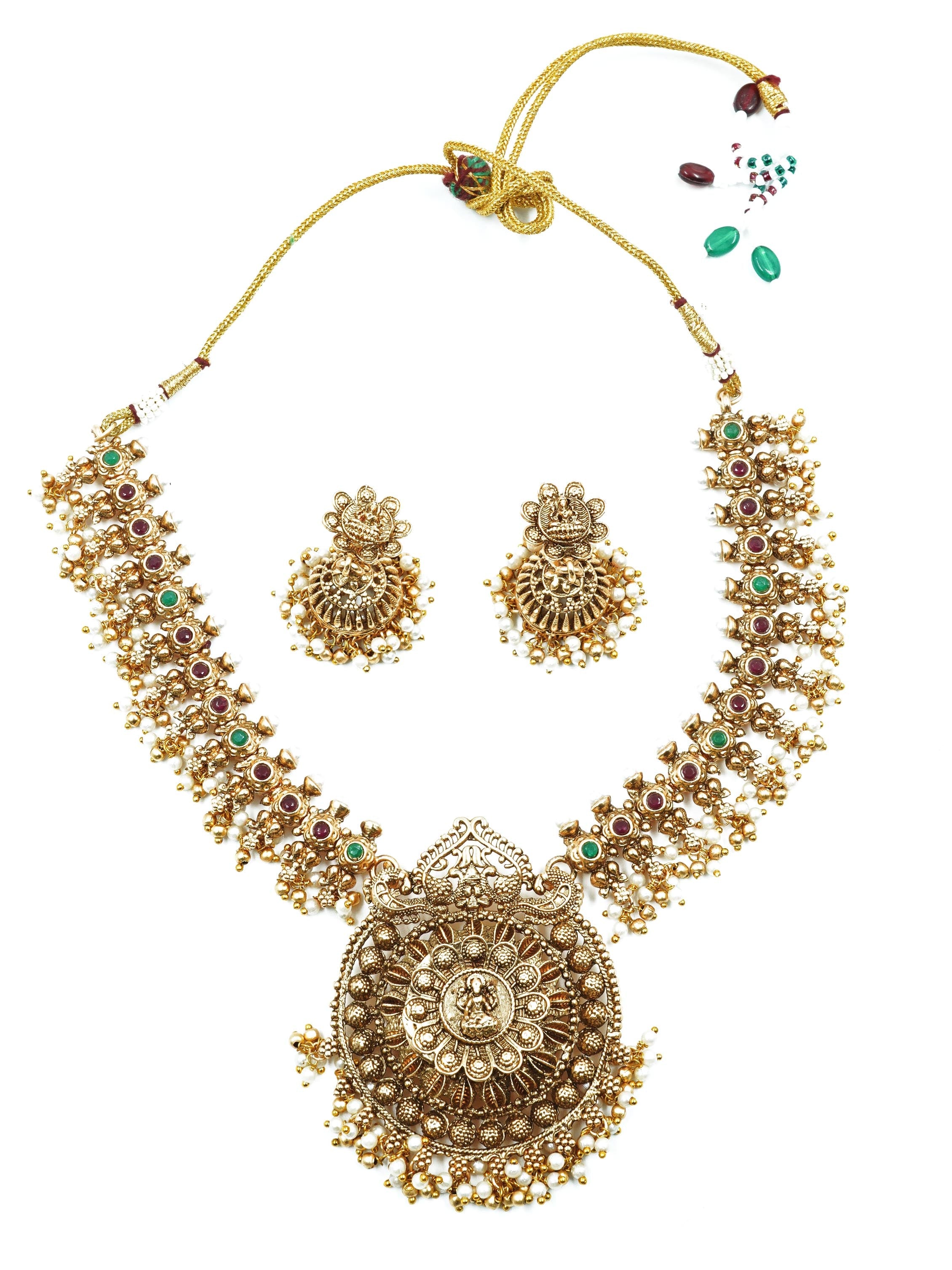 Premium gold finish Long Hara Necklace Set with AD Stones 16846N
