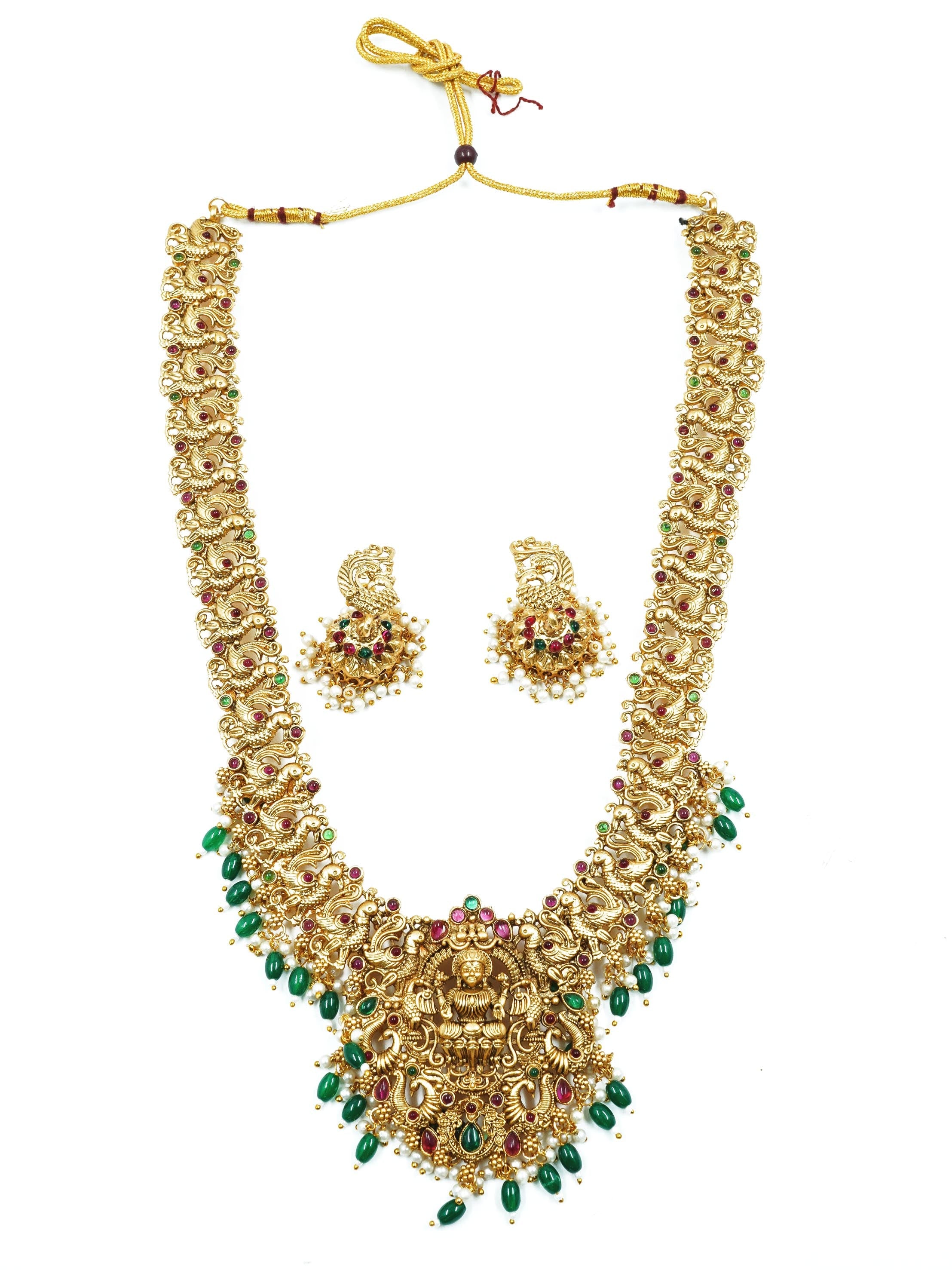 Premium gold finish Long Hara Necklace Set with AD Stones 16864N